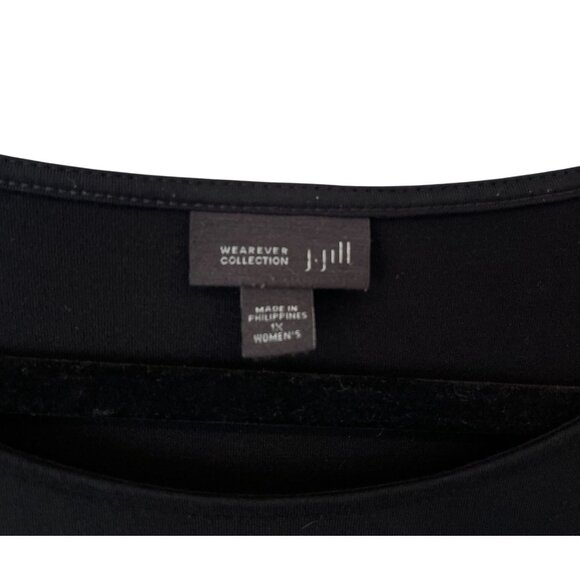 J. Jill Wearever Black 3/4 Sleeve A-Line Shift Dress Size 1X Stretch LBD - Picture 3 of 9